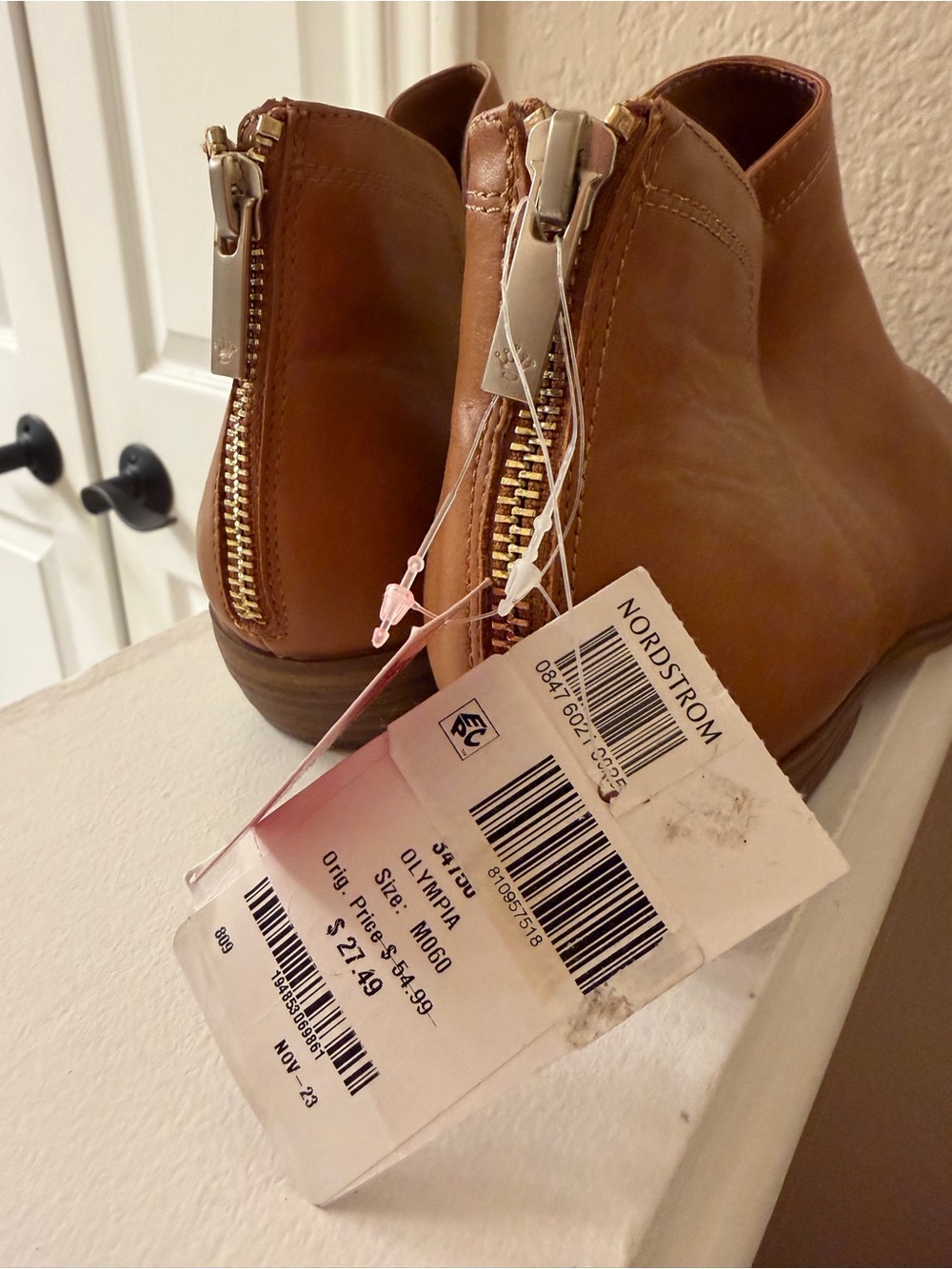 MIA Women’s Tan Leather Ankle Booties with Rear Zipper